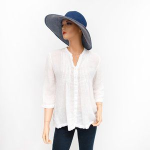 Tommy Bahama White Sheer Linen Button Blouse Xs